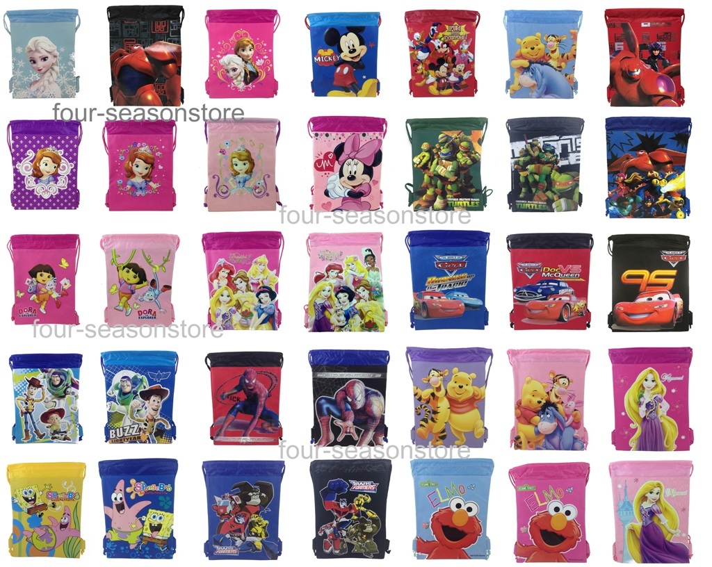 Moana Frozen Coco Sofia Minion Toy Story Ninja Turtle Cars Drawstring Backpack!