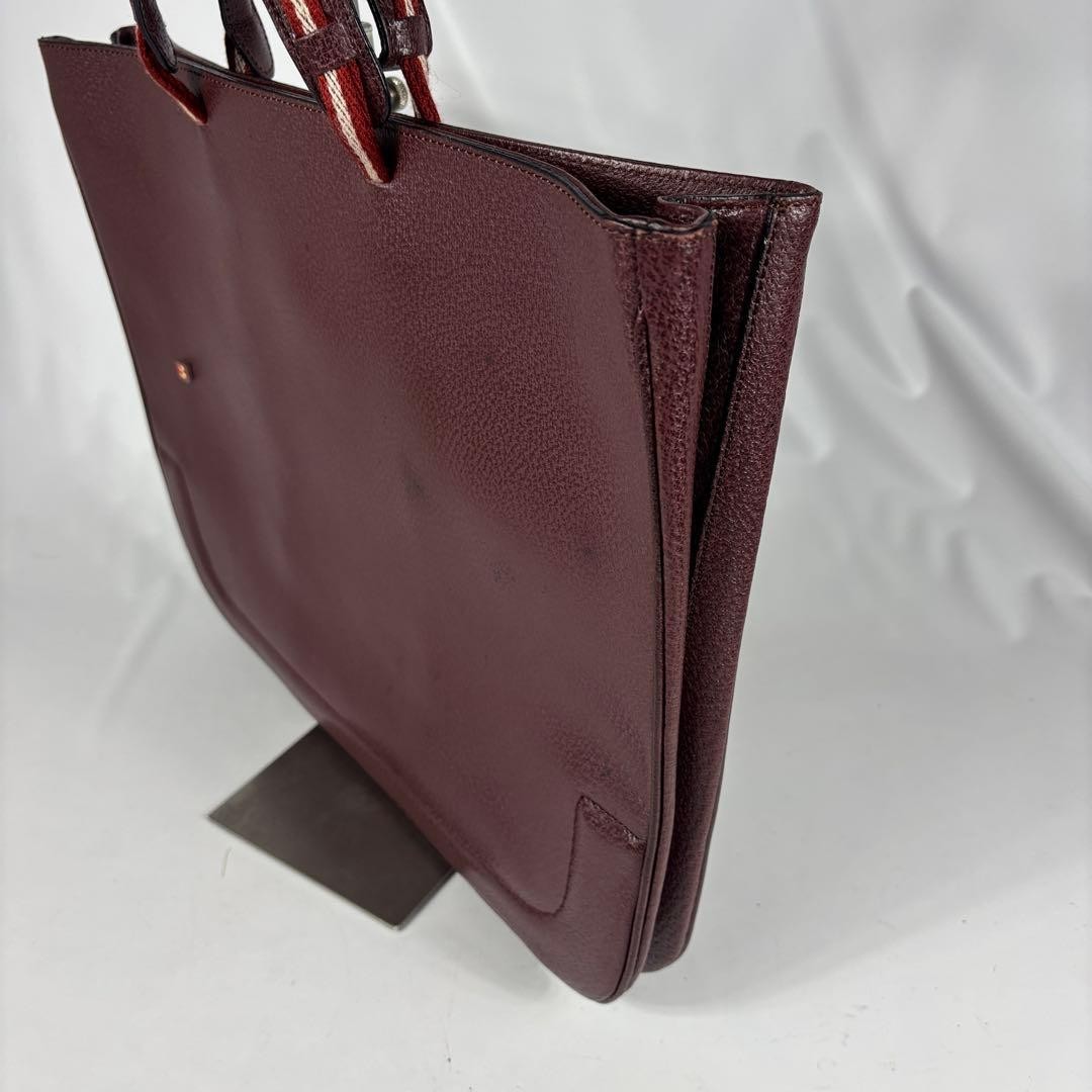 BALLY Authentic Trespo Leather Business Bag with B Logo Bordeaux 31×38cm