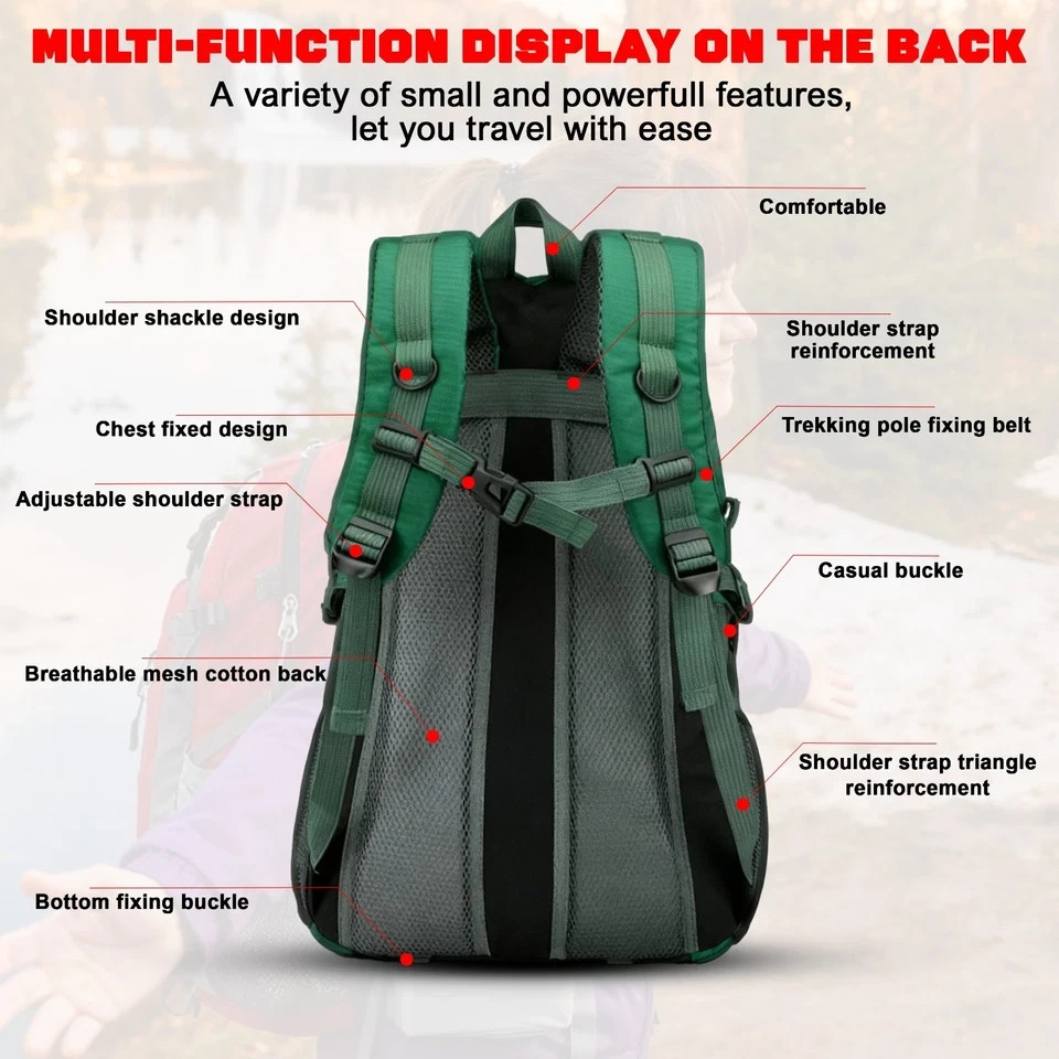 Men’s Nylon Travel Backpack Rucksack Camping Hiking Bag Outdoor School Book Bag