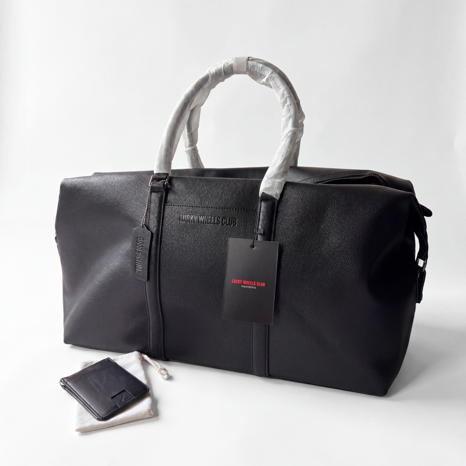 New Leather Weekender Bag & Leather Bifold Wallet Travel Duffle Carry On Large