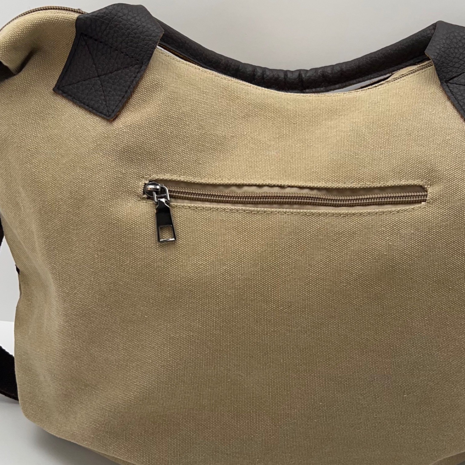 CANVAS Messenger Bag Leather Trim Crossbody Commuter Tote Outdoor Travel Casual