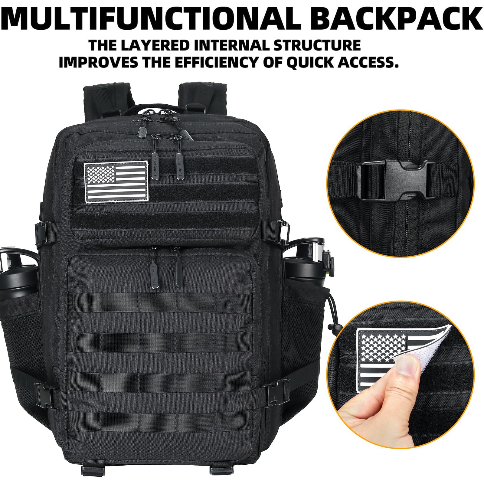 45L Tactical Assault Backpack 3 day assault pack with Molle Waterproof backpa…