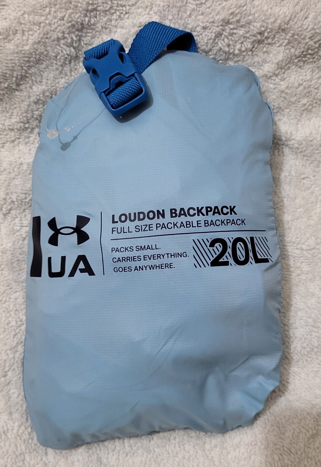 Under Armour, Loudon 20L Packable Backpack, Lt. Blue (brown pack shown details)