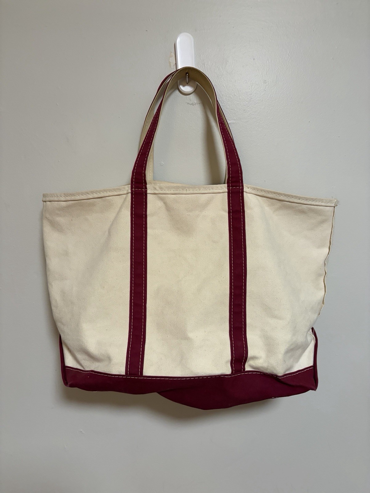 Vintage LL Bean Boat and Tote Zip Top Large Maroon Canvas Bag Made In USA