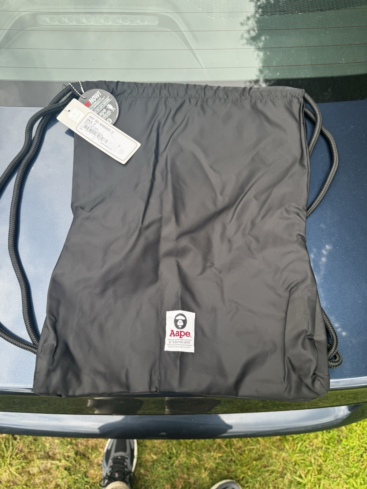 Aape By A Bathing Ape Drawstring Bag Black NEW In Bag w/ Tags