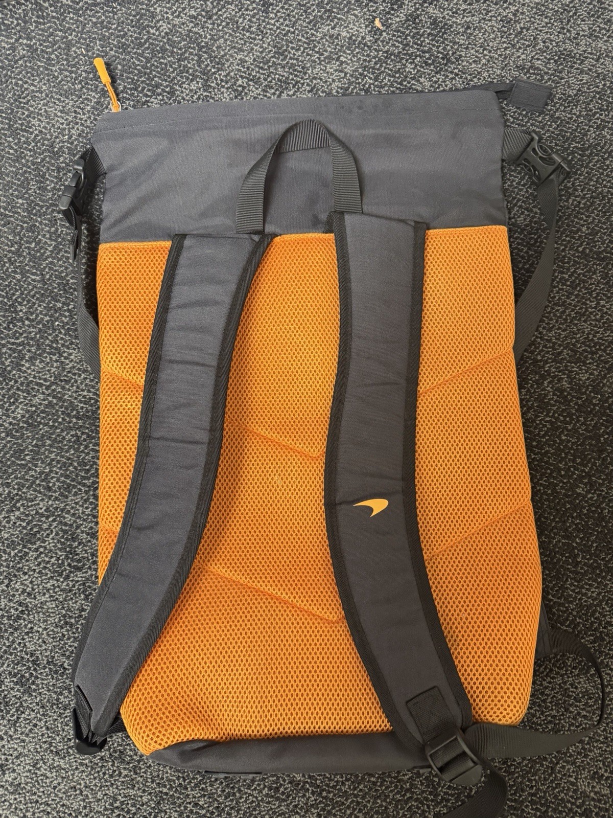 McLaren Formula 1 Team Merchants Fleet Backpack Black Orange Roll Top NWOT!