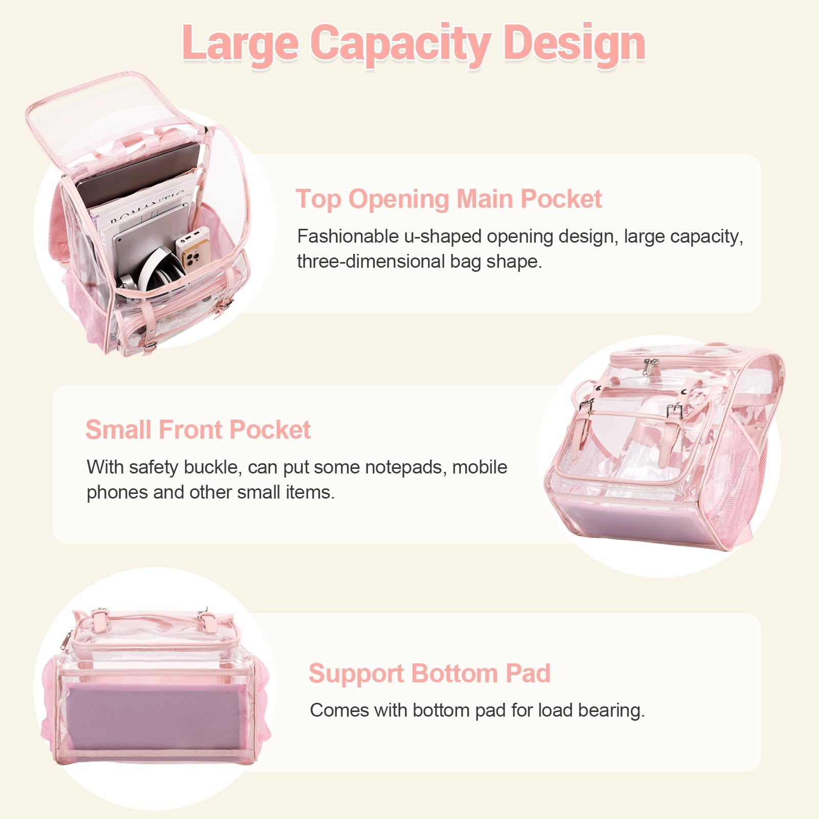 Clear Backpack Set 11.4″ X 5.9″ X 15.7″ with Lunch Bag – Stadium Approved