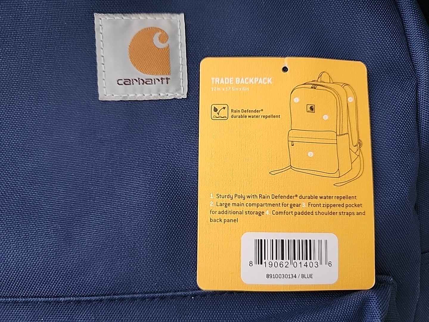 Carhartt Navy Blue Trade Series Basic Backpack GenSend Co Bag EUC 21 Liters