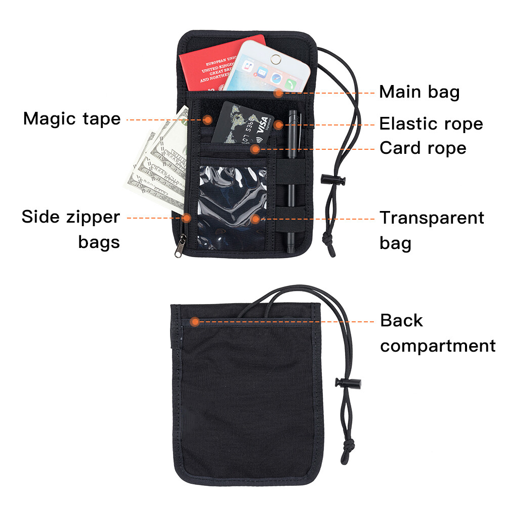 Tactical ID Card Holder Document Chest Hanging Mobile Phone Key Storage Bag US