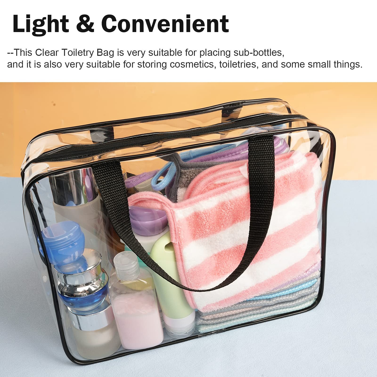 Cosywell Clear Toiletry Bag Quart Size 2Pcs Travel Makeup 2L,