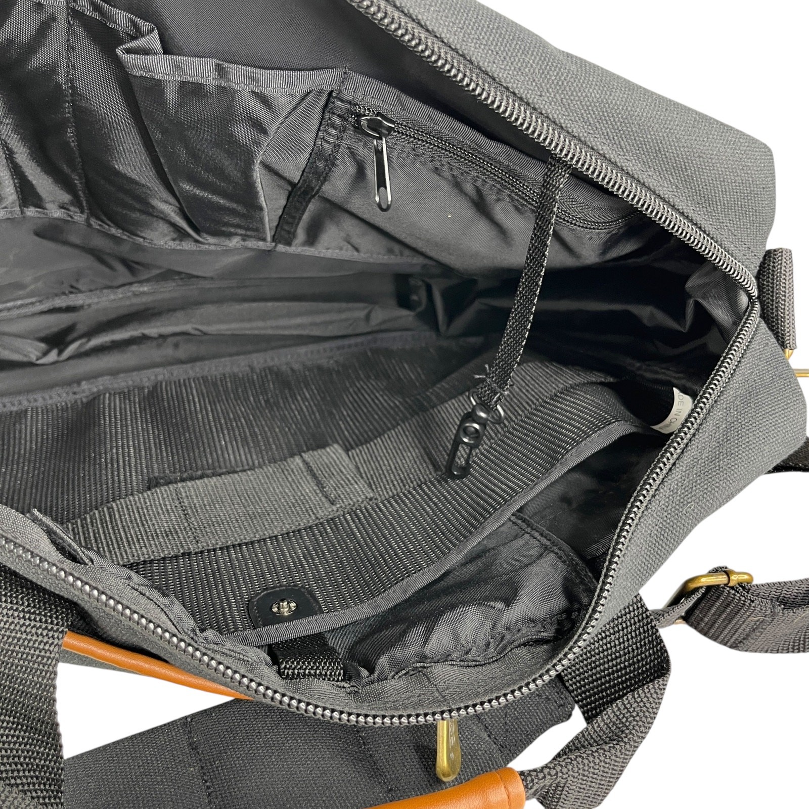 Totes Twin Pocket Briefcase Black Canvas Laptop Expandable New
