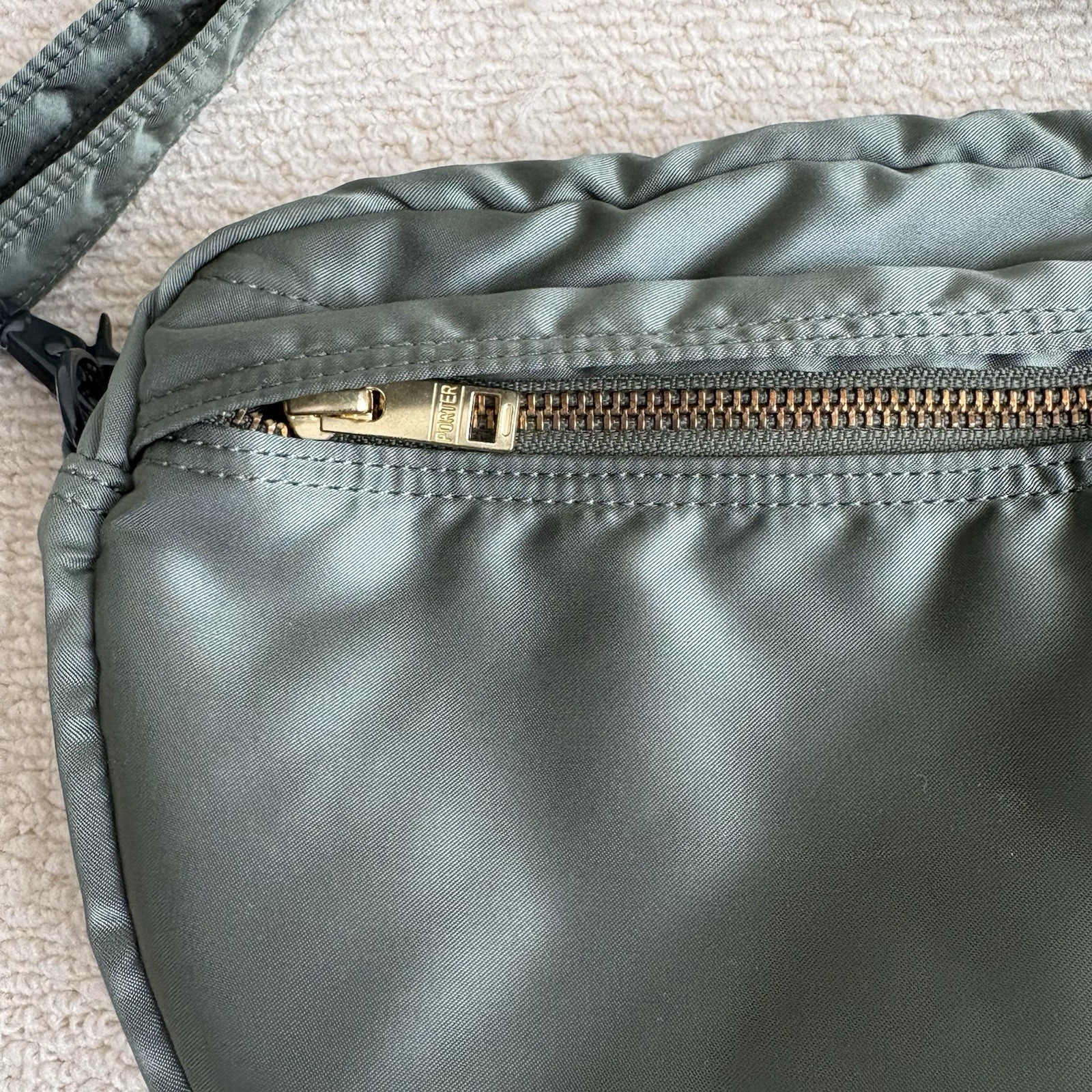Yoshida Porter Tanker Half moon oval shoulder bag Sage Green Excellent Used