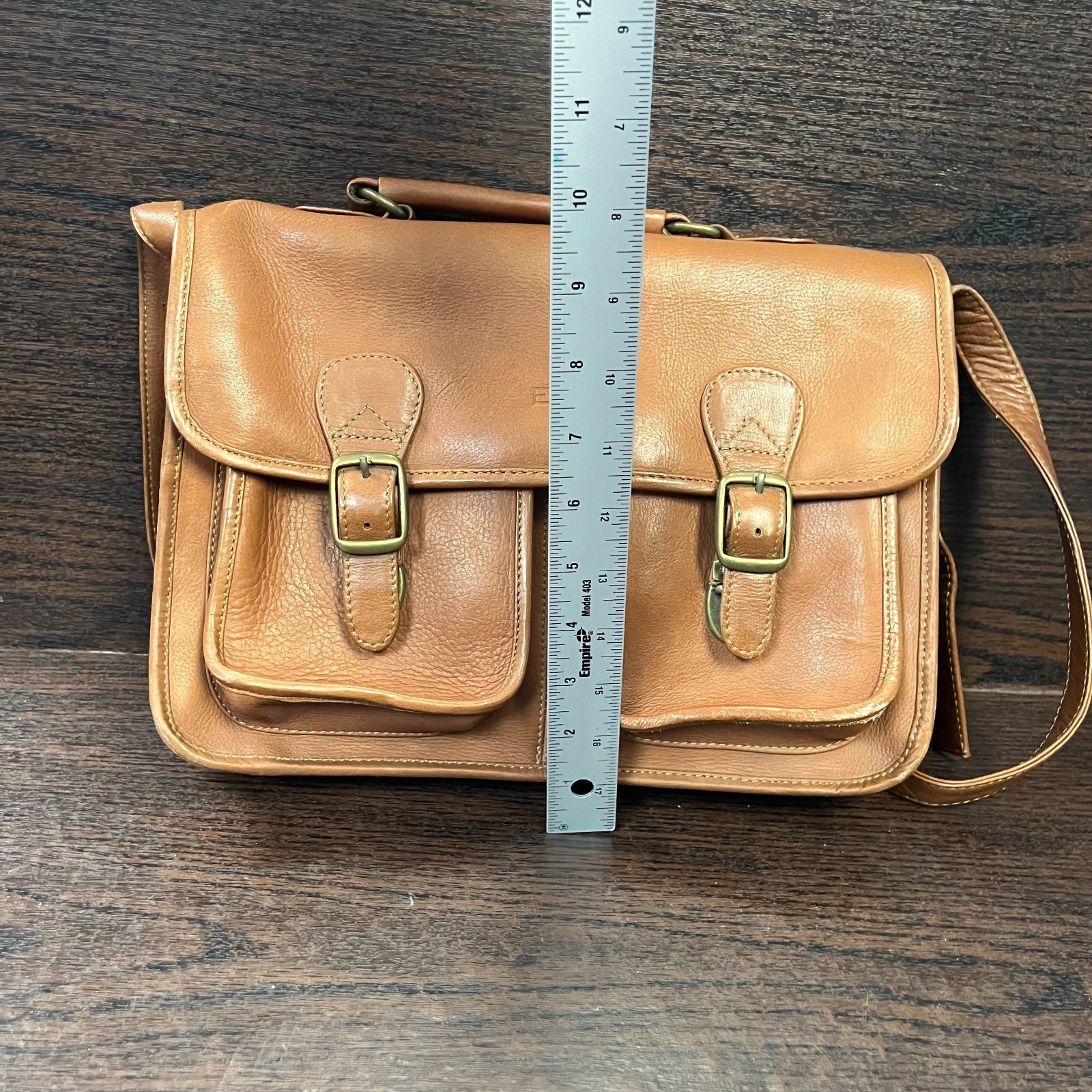 ETZ Men’s Bag Size M Brown Leather Satchel Briefcase Laptop Shoulder Strap