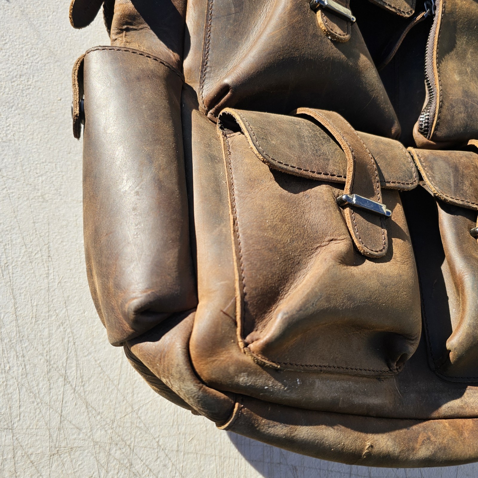 S-Zone Crazy Horse Leather-Cowhide 3-Way Carrier Backpack Business Casual Rustic