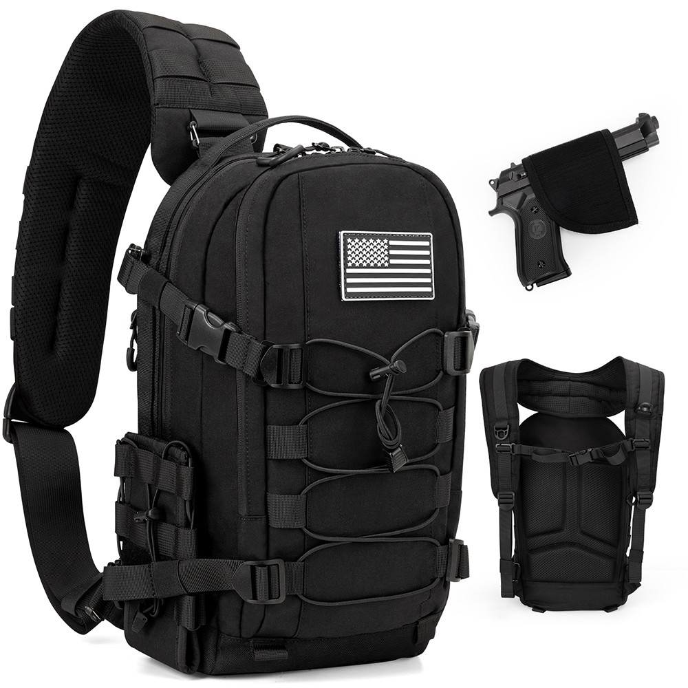 2-in-1 Tactical Sling Backpack & Shoulder Bag for Men, Molle, Durable Nylon, Out