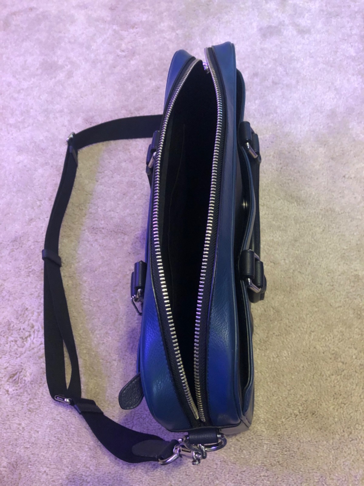 Coach Metropolitan Blue and Black Leather Computer Bag/Brief Case RARE EUC