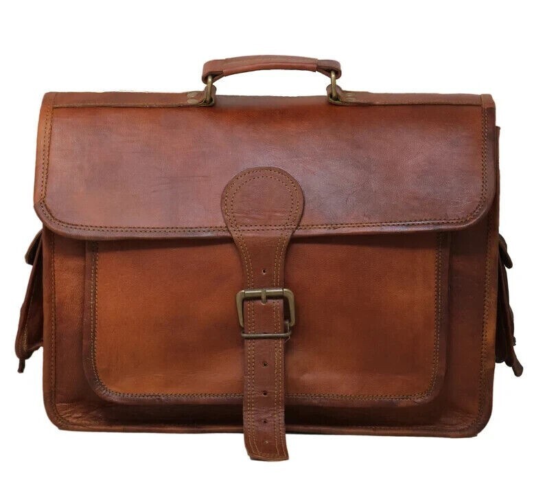 19 Inch Men’s Leather Messenger Shoulder Satchel S Laptop School Briefcase Bag