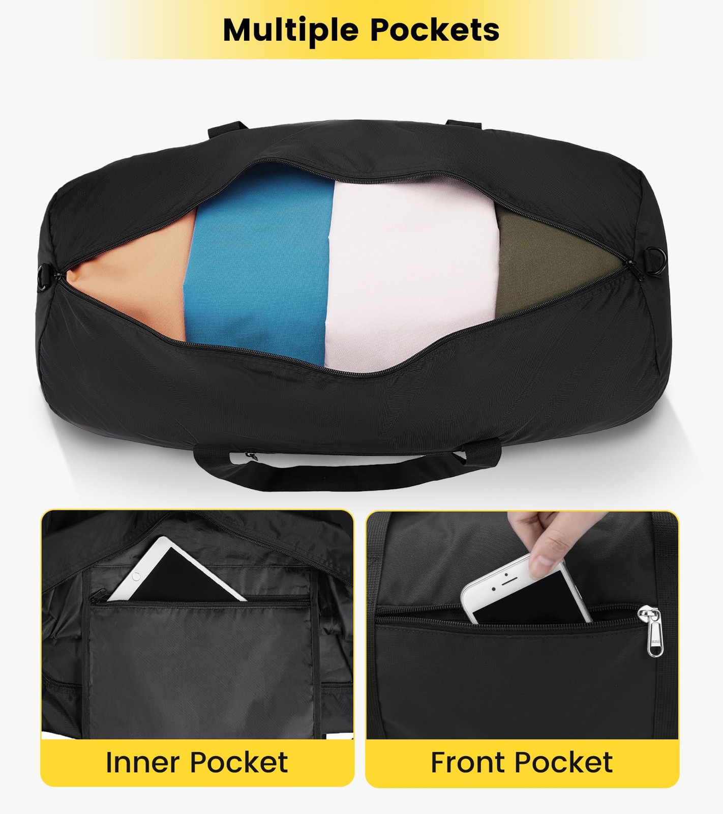 Duffel Bag 28 Inches Foldable Lightweight Gym Bag with Inner Pocket for Trave