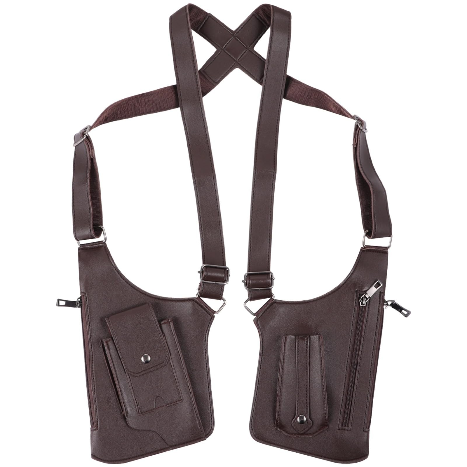 Brown Double Shoulder Armpit Bag, 10.8 x 6.1 in / 27.5 x 15.5 cm, dark brown