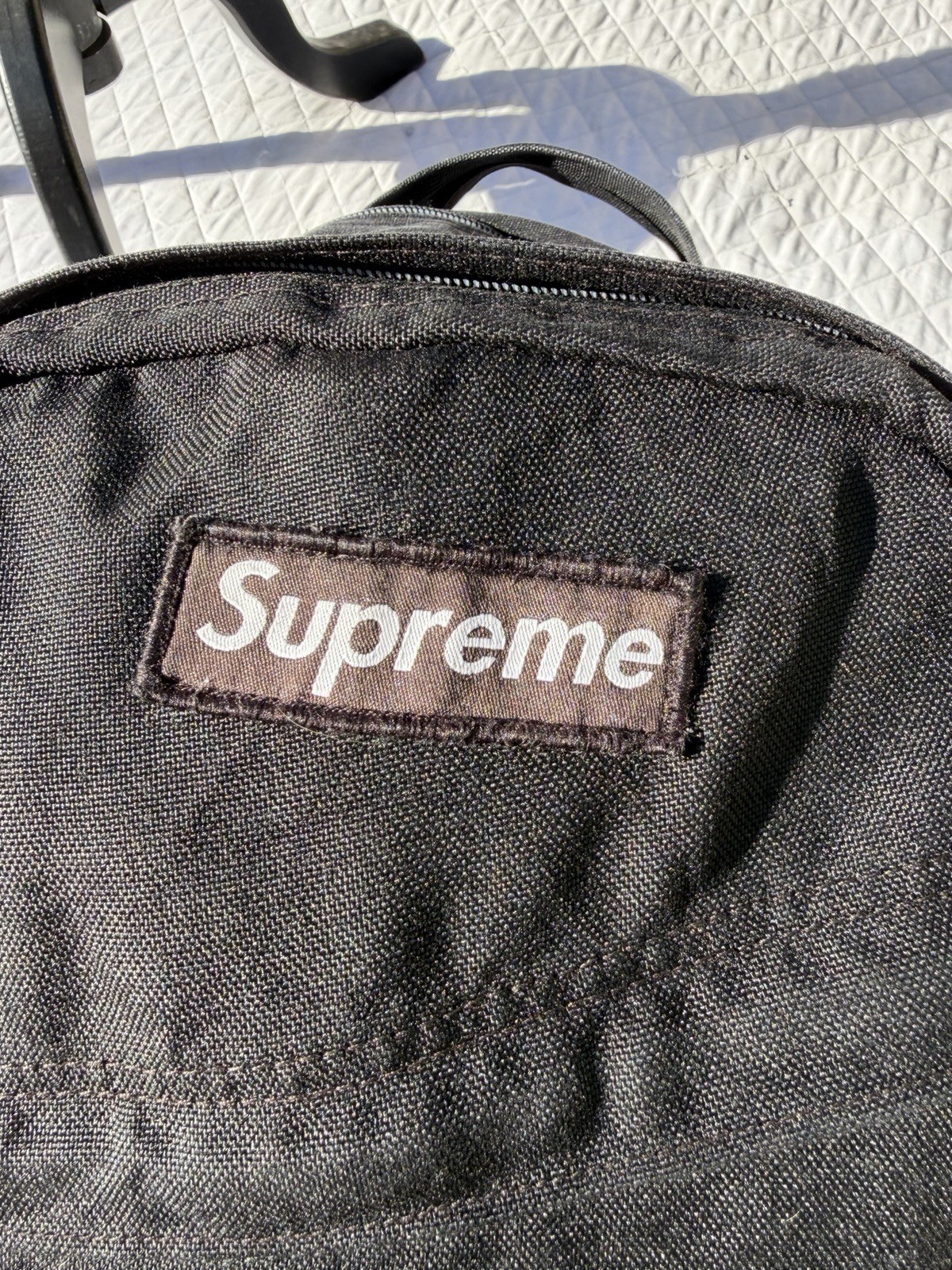 **well Worn Broken Clip* Vintage Ss02 12th Supreme Box Logo Backpack Black Nylon