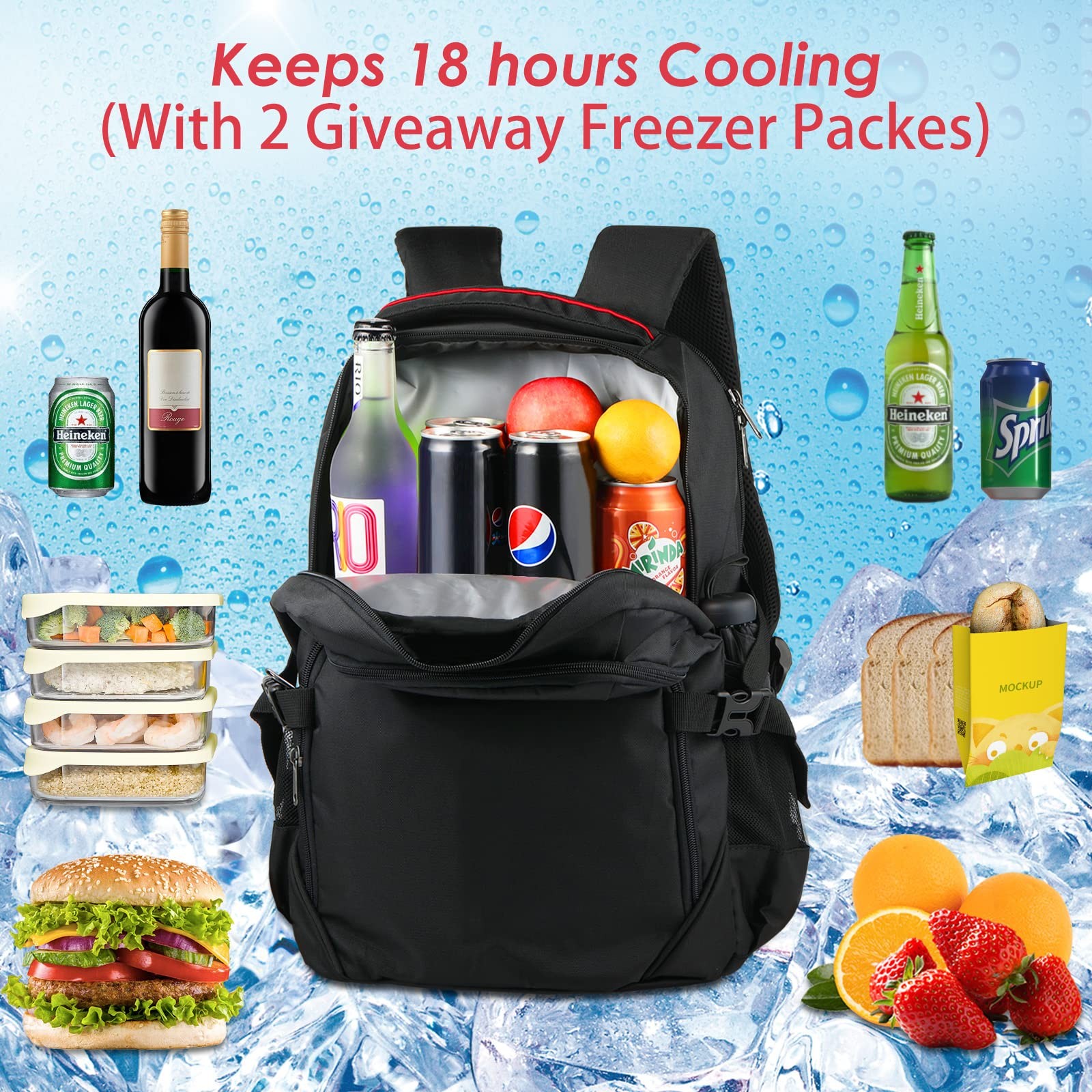 Cooler Backpack 22L Insulated Cooler Bag for 15.6″ Laptop Lunch Backpack for …