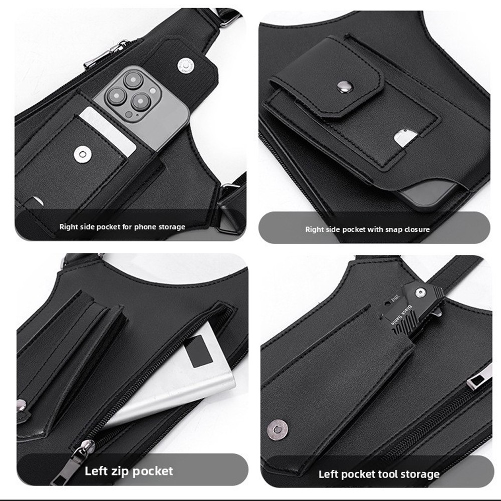 Premium Leather Underarm Shoulder Bag for Men, Anti-Theft Double Shoulder Armpit