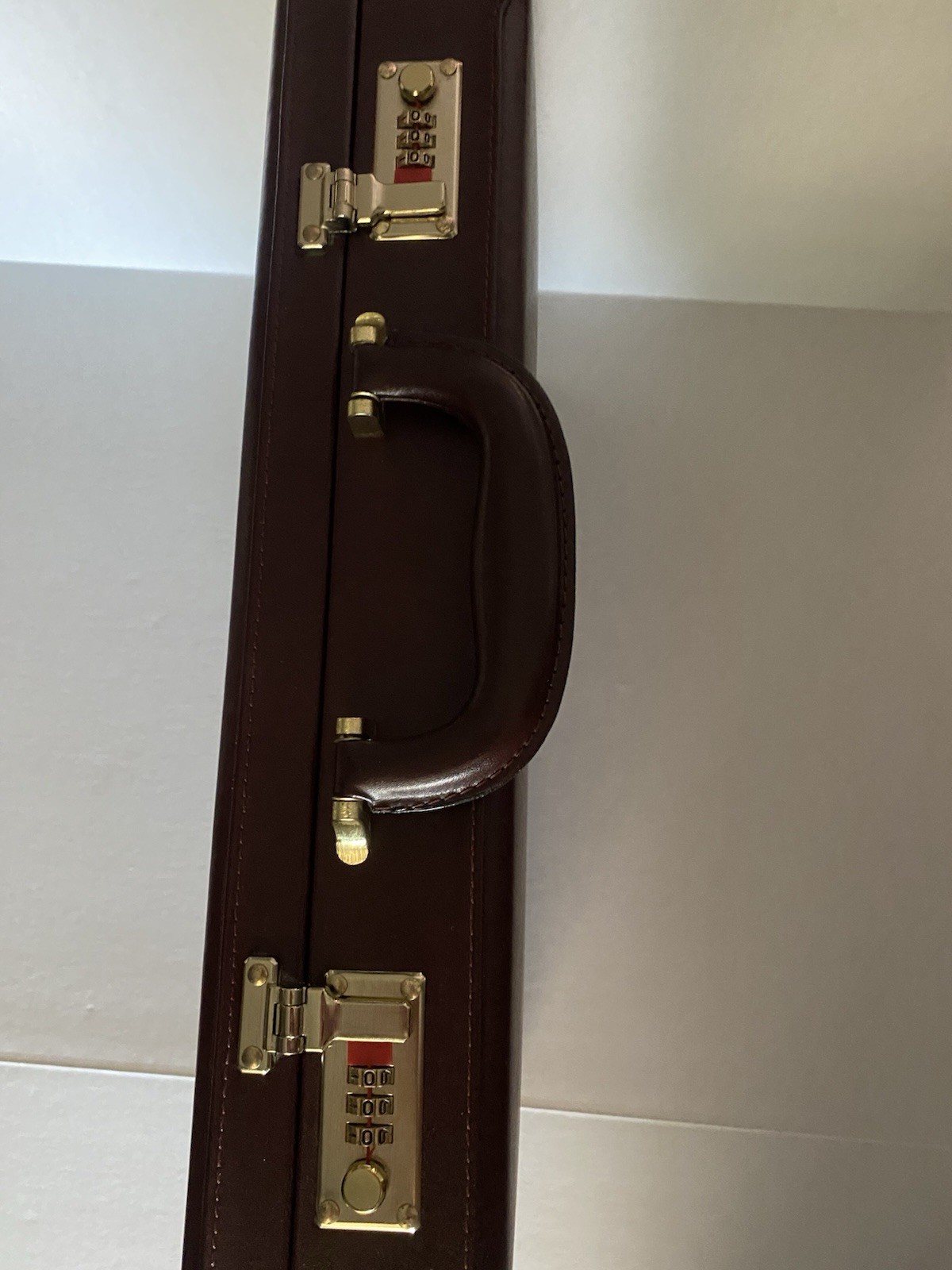 Vintage Leather Combination Lock Briefcase Hardshell Attache Business Case