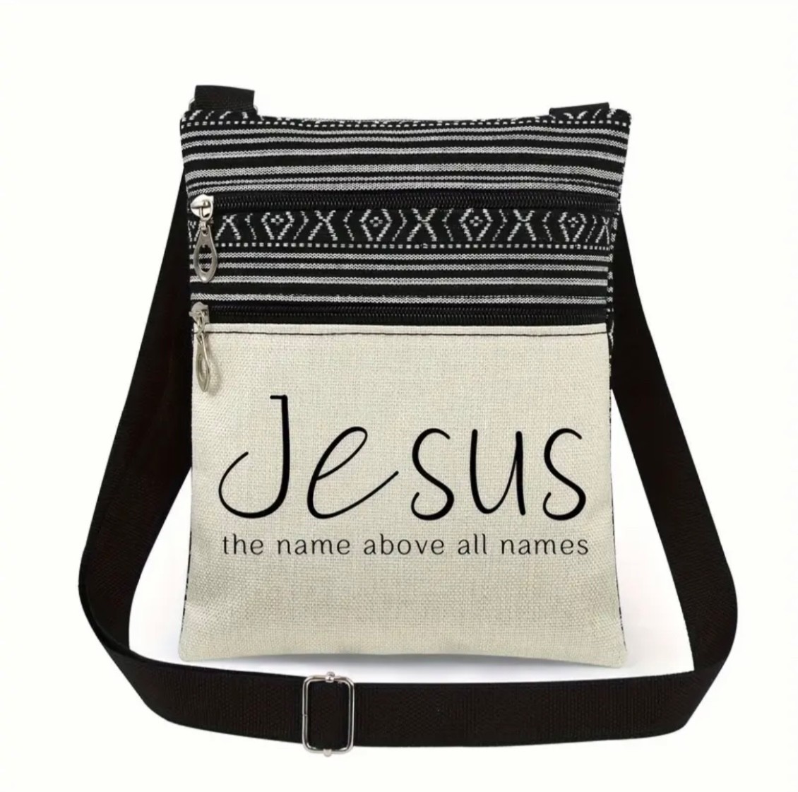J C Jesus Christ Canvas Cross Body Bag Jesus The Name Above All Names Christian