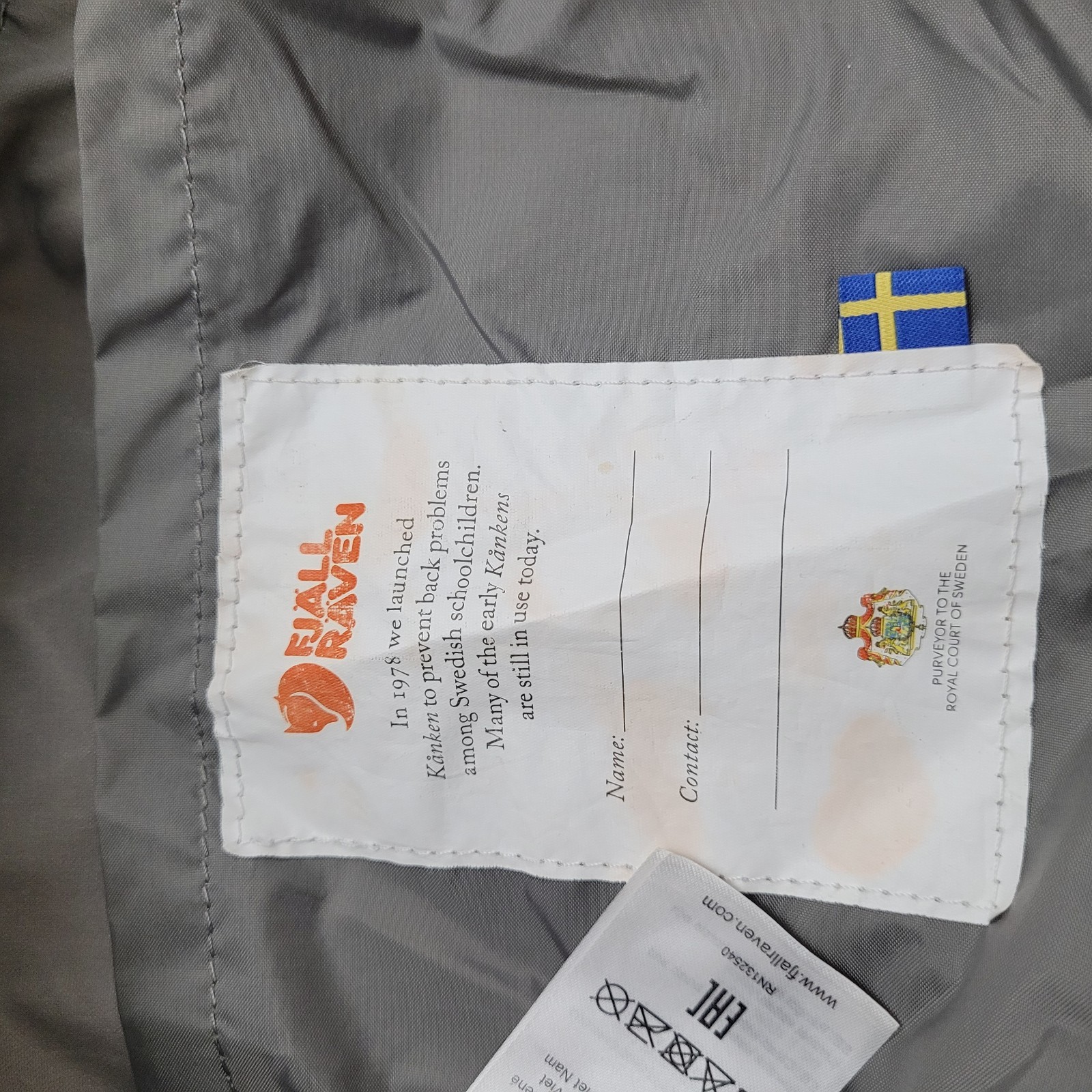 Fjallraven Kanken Gray Backpack Adjustable Strap Top Handle Outdoor School