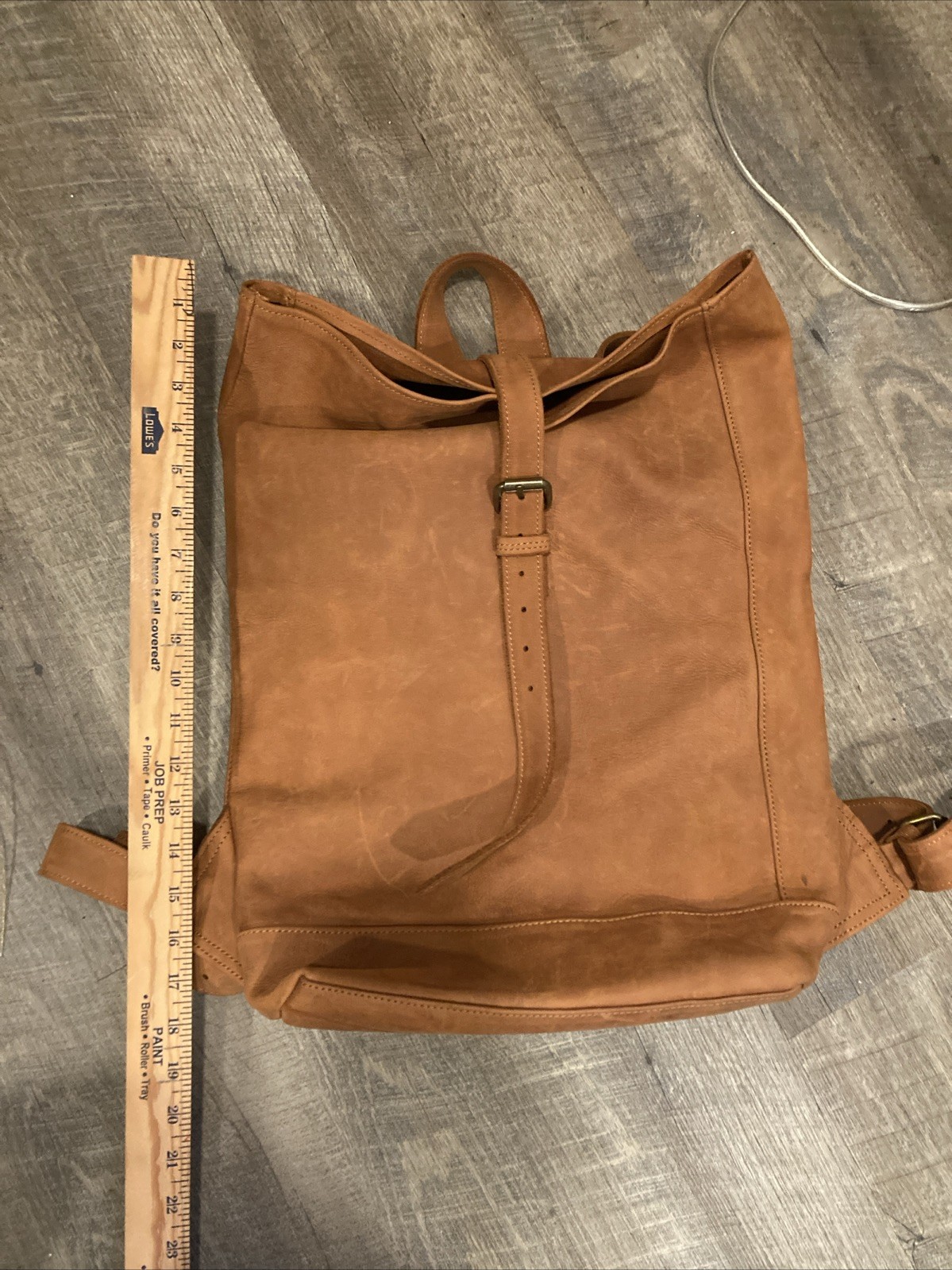 One Mill & Bull Roll Top Backpack Leather Tan Brown Bag
