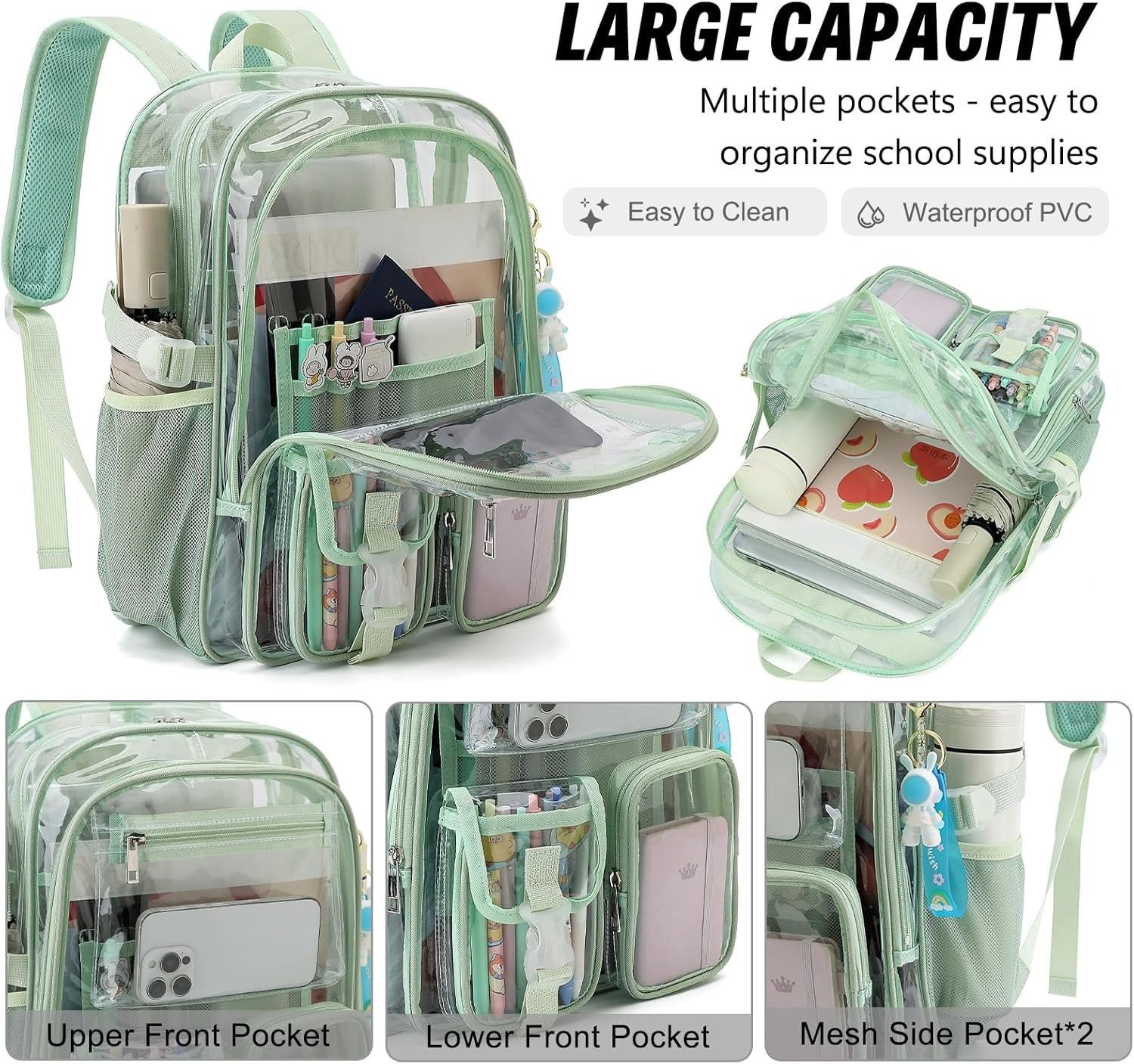 Clear Backpack Heavy Duty Transparent Backpacks Stadium Approved for School Work