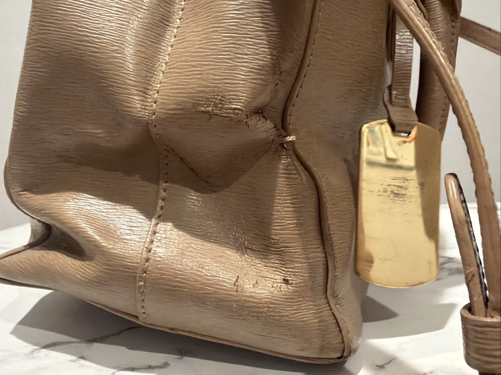 1987 RLL Ralph Lauren Leather Bag Crossbody 11 x 6 x 9 Vintage Pebble Satchel