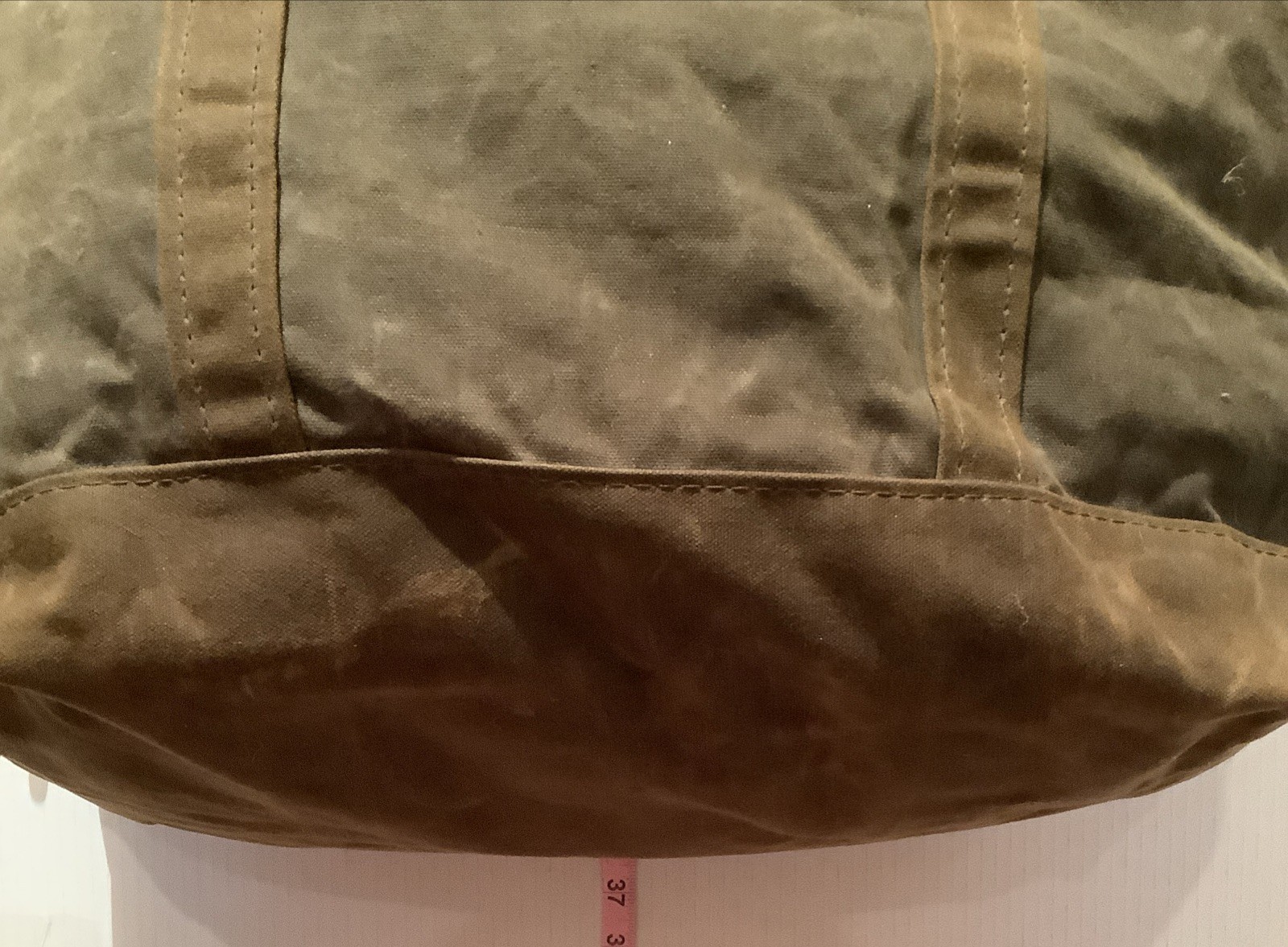 CB Station Waxed Canvas Duffle Bag Olive Green Leather Trim Travel 21”