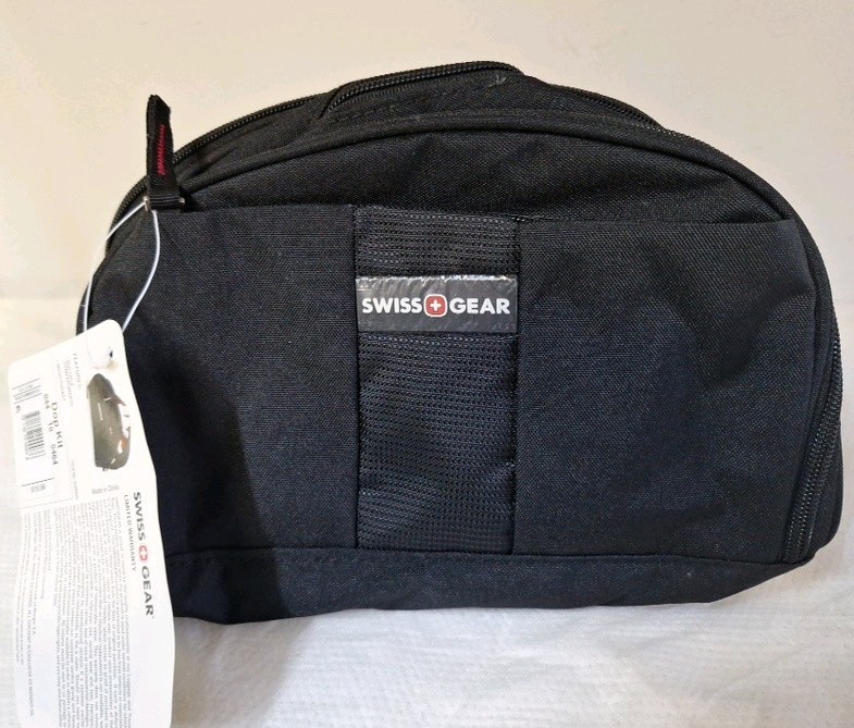 Swiss Gear Travel Bag Large Cosmetic Dop Kit Black Nylon 4 Zippers