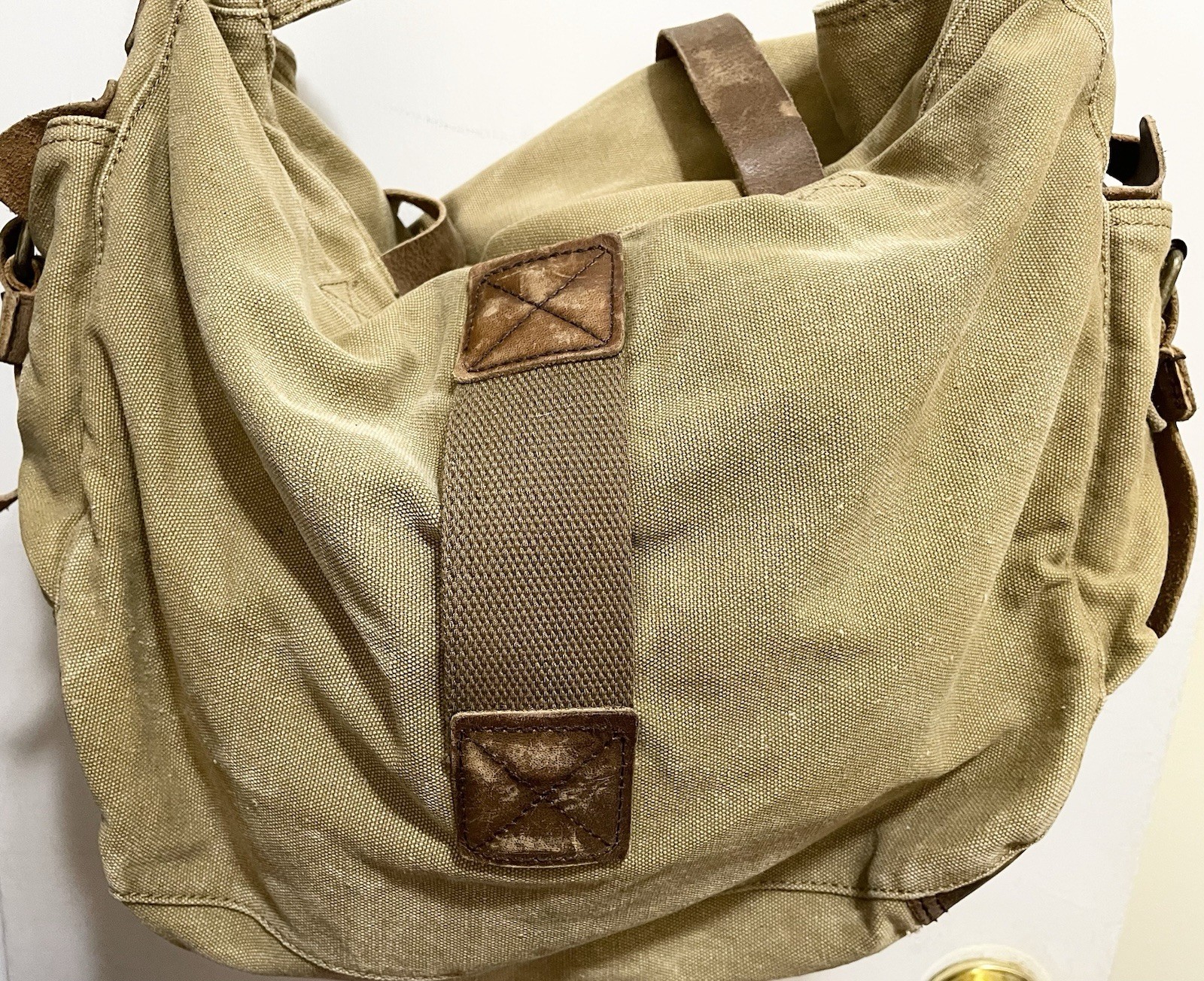 Berchirly 2014 Canvas & Leather Vtg Style Military Messenger Bag Lined Bookbag
