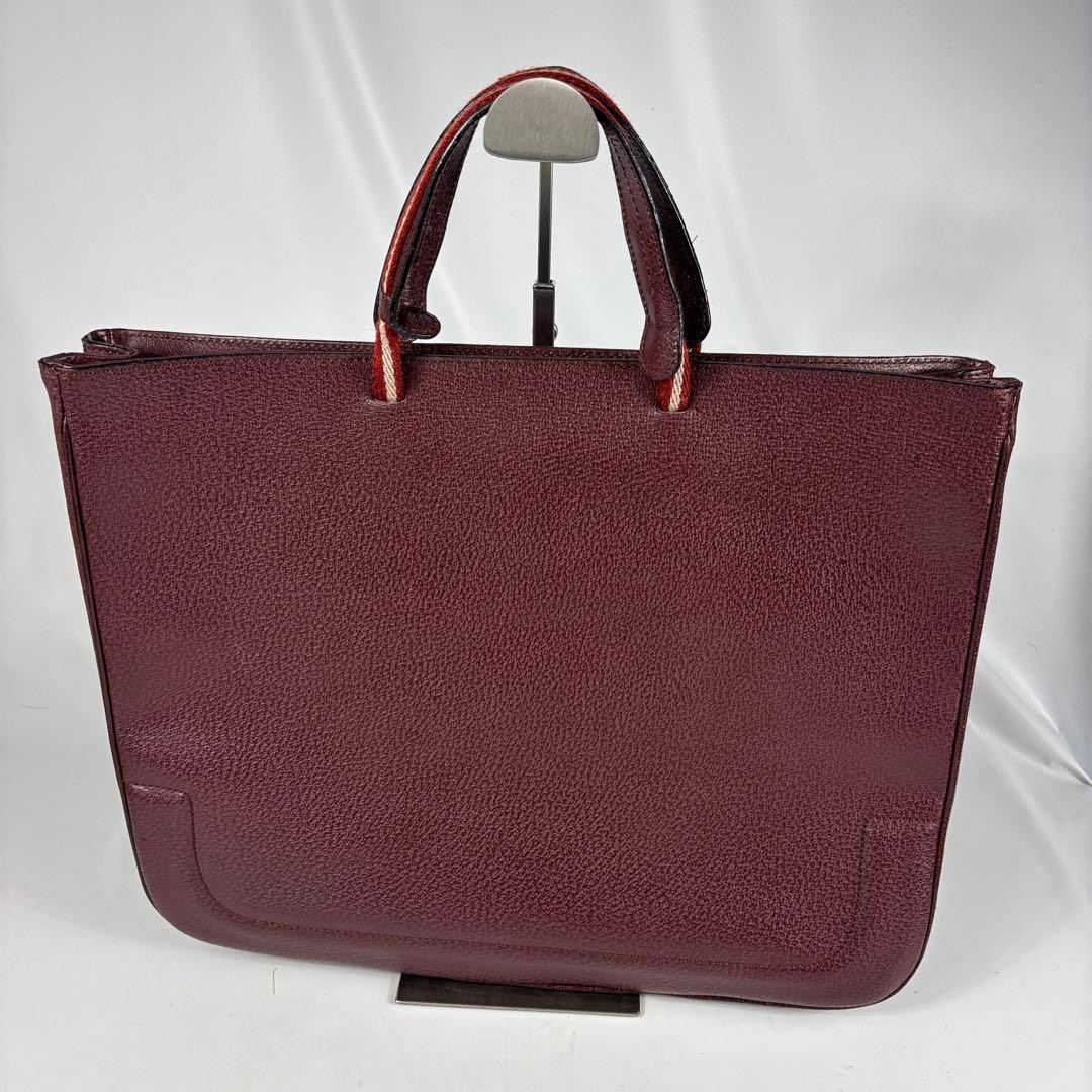 BALLY Authentic Trespo Leather Business Bag with B Logo Bordeaux 31×38cm