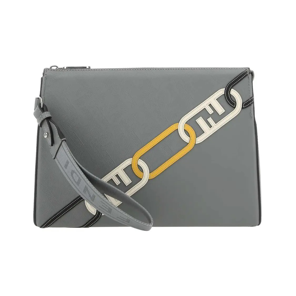 FENDI Zip Closure Top Handle Bag Clutch Men’s 10.4x2x7.5 in