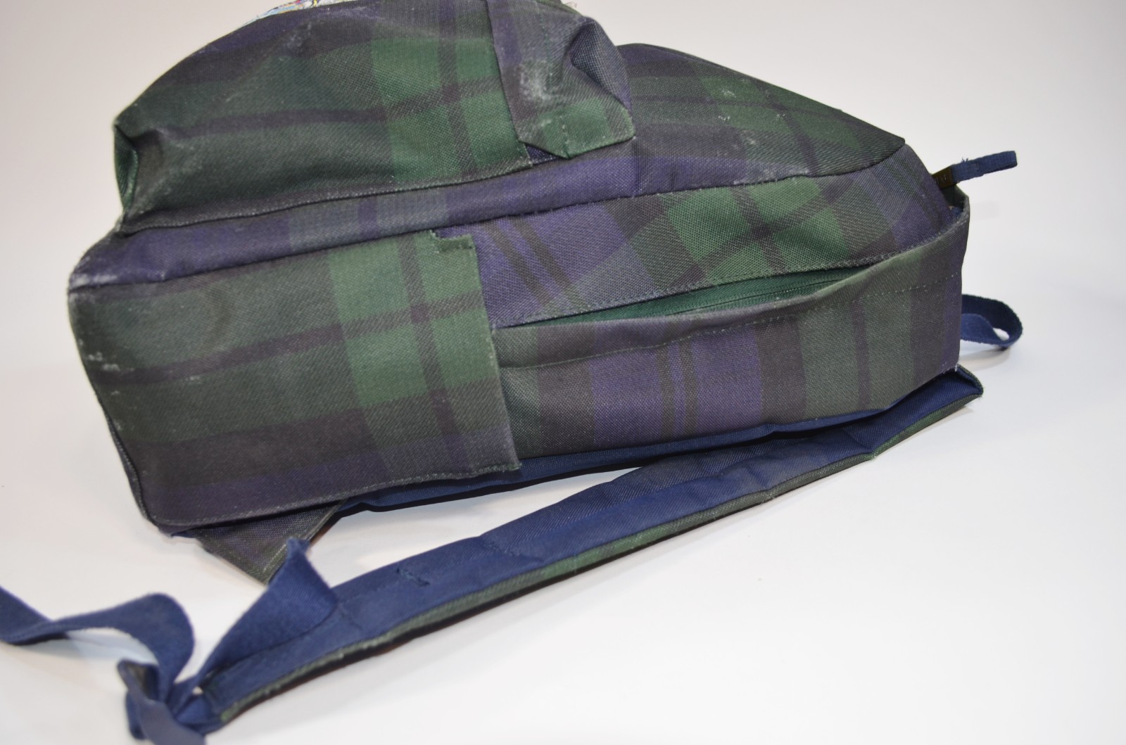 Polo Ralph Lauren Bear Plaid Canvas School Backpack Bag Blue Green