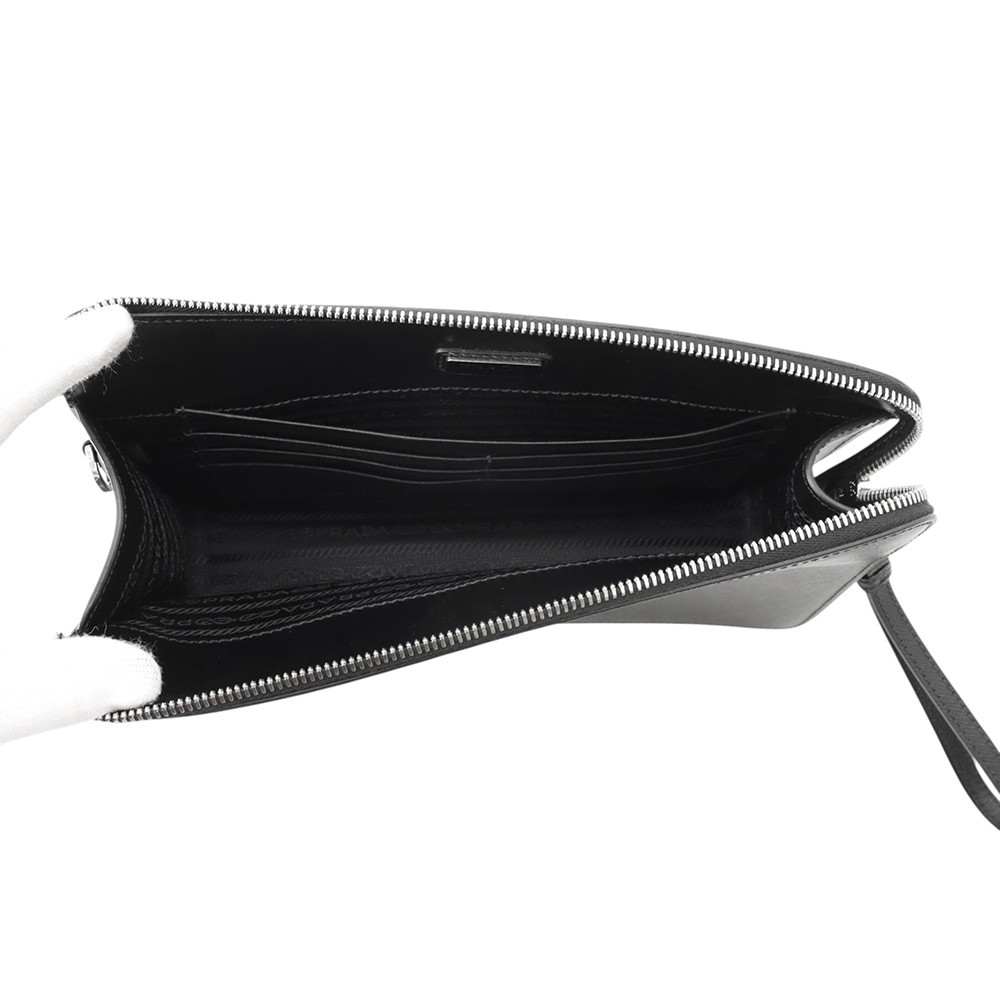 PRADA Clutch Bag Saffiano Leather Black 2VF056