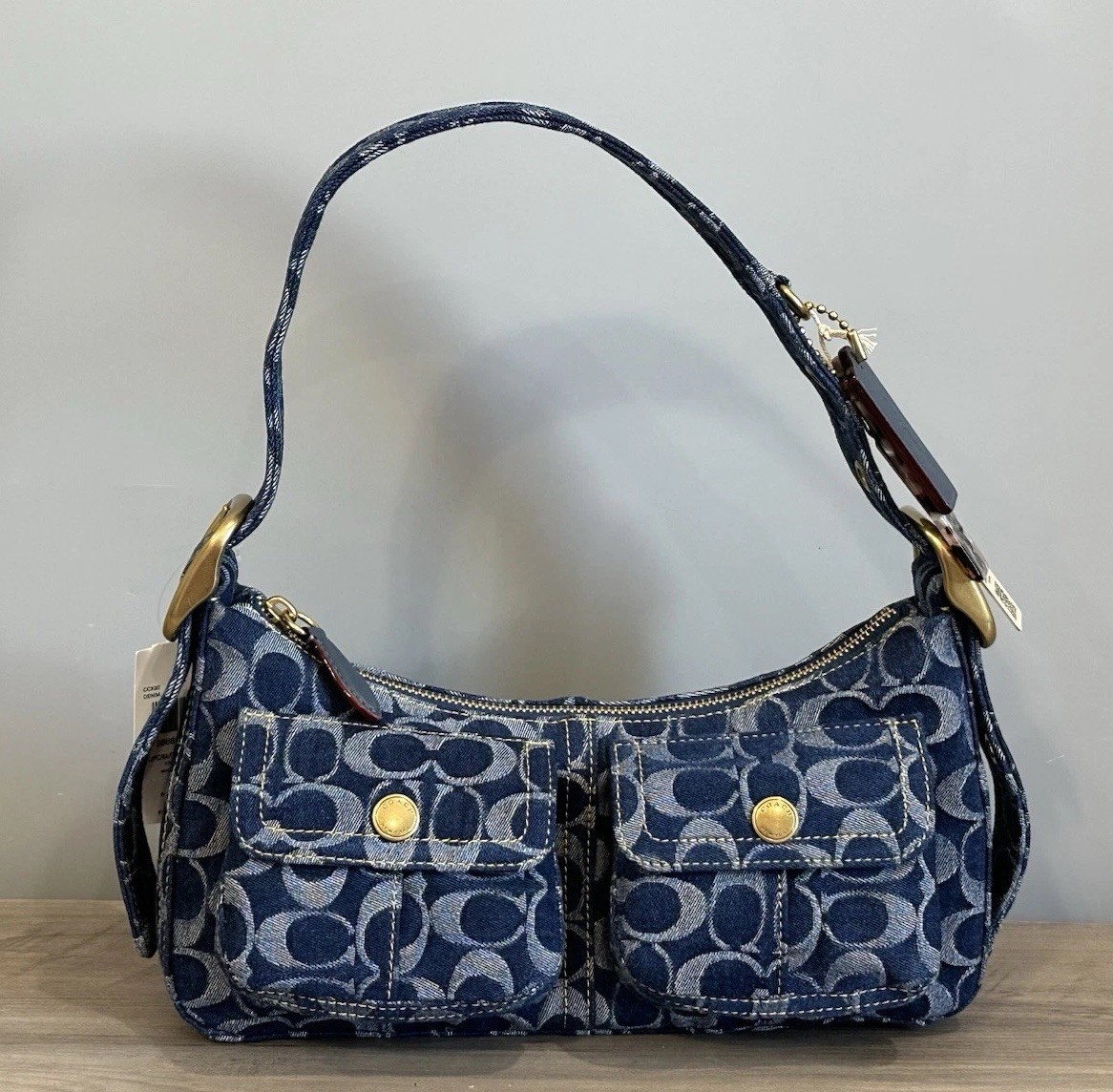 COACH Cargo Shoulder Bag In Upcrafted Signature Denim CCX90 NWT