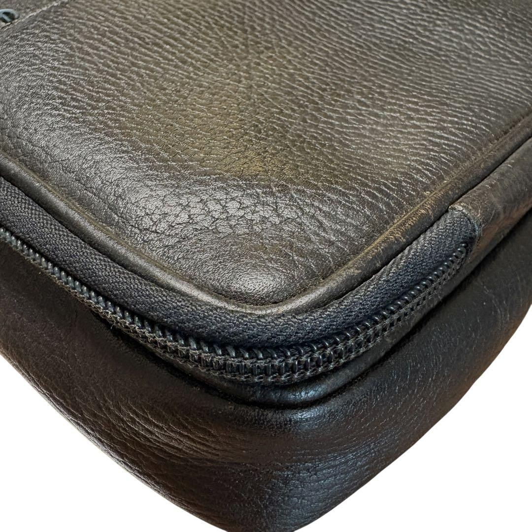 BALLY Clutch Bag Second Handbag Made in Italy Leather Black Vintage 26x20x6cm