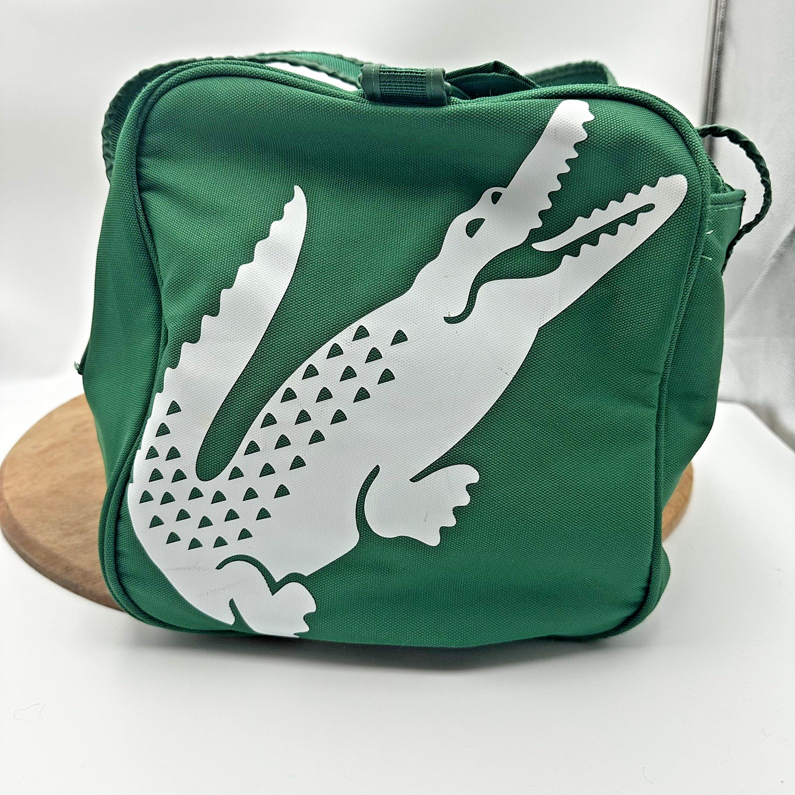 Lacoste Parfums Essential Gym Bag Green Crocodile Duffle Travel Carry-on
