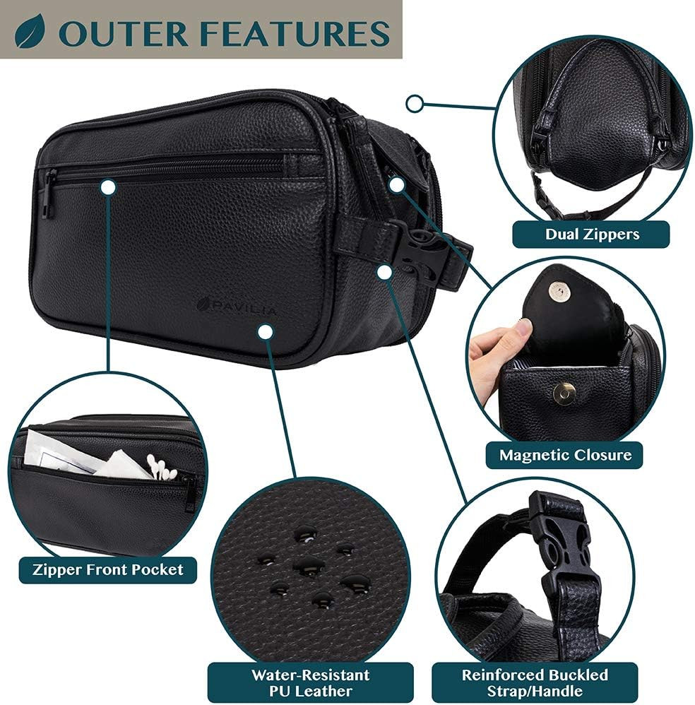 Toiletry Bag for Men, Travel Essentials Shaving Dopp Kit, Mens Travel Bag Toilet