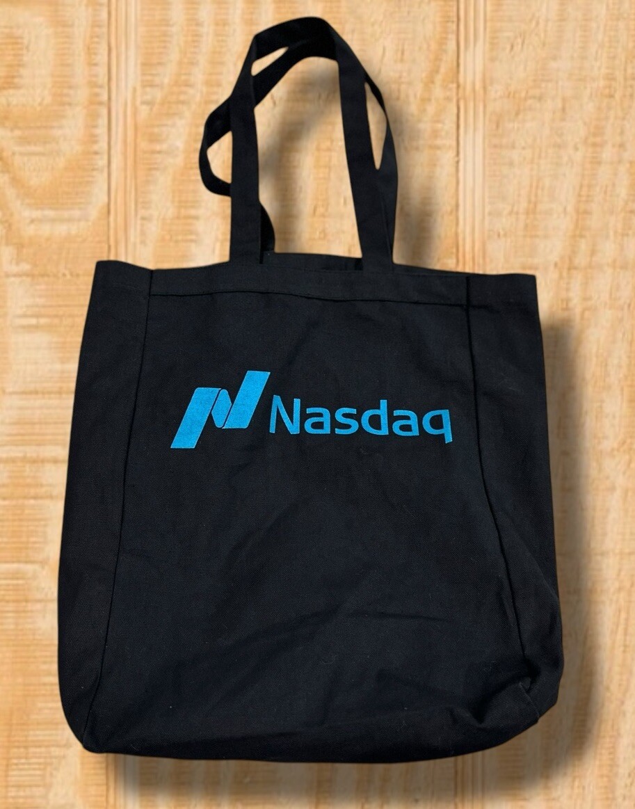 RARE! NASDAQ STOCK MARKET EXCHANGE FINANCE WALL STREET COTTON TOTE BAG