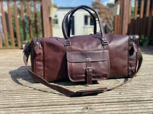 Handmade Leather Duffle Leather Travel Bag Overnight Holiday Weekender Gym Bag