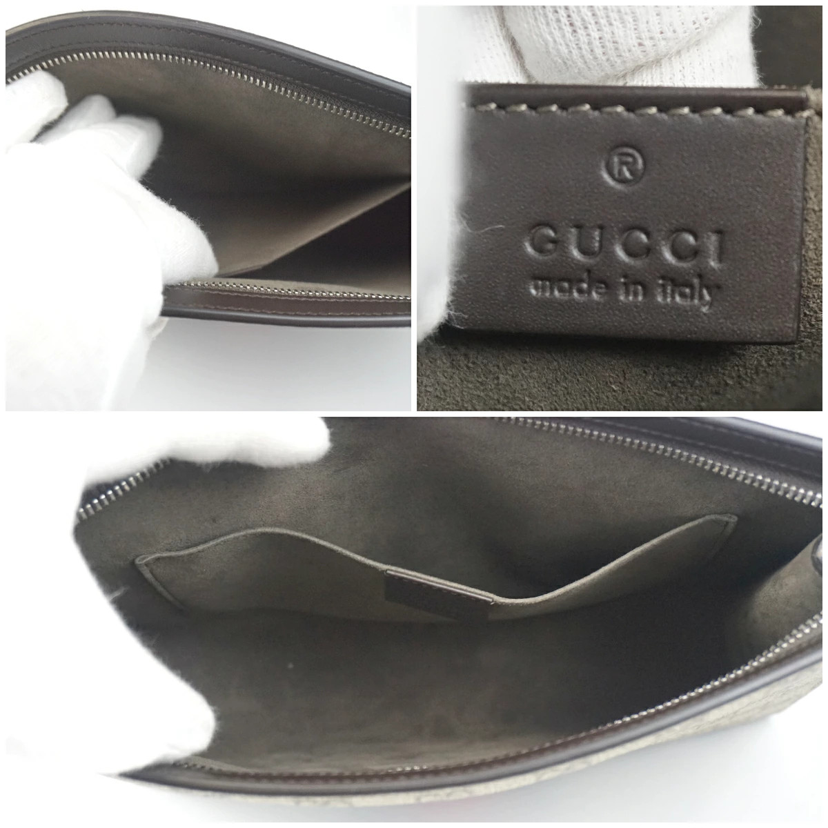 Gucci 475316 Clutch bag Beige Brown GG pattern Web Sherry line Bag
