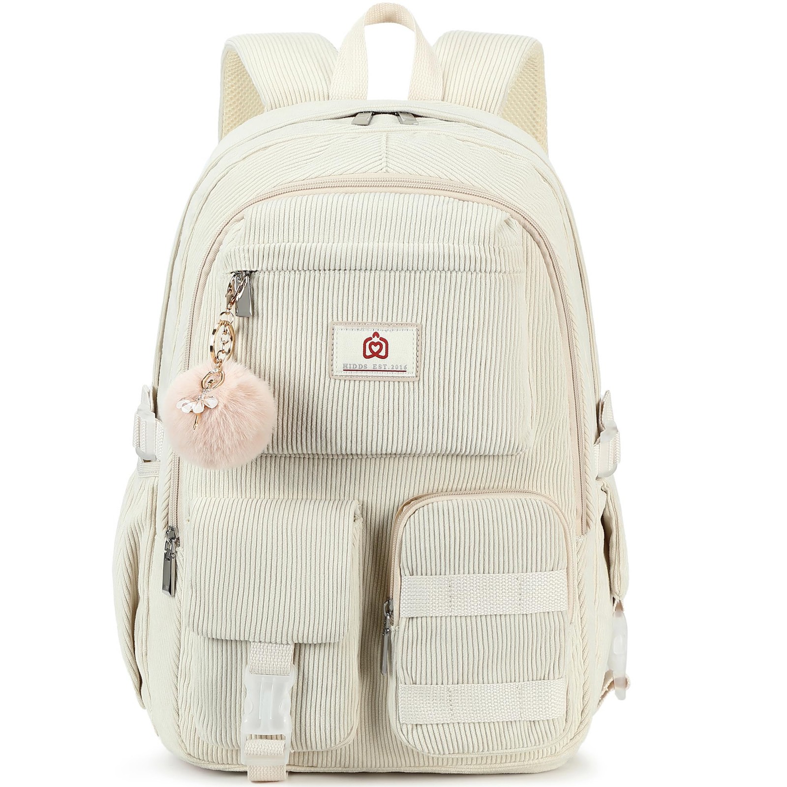 Corduroy Beige Middle School Cute Aesthetic Preppy Backpack For Girls College