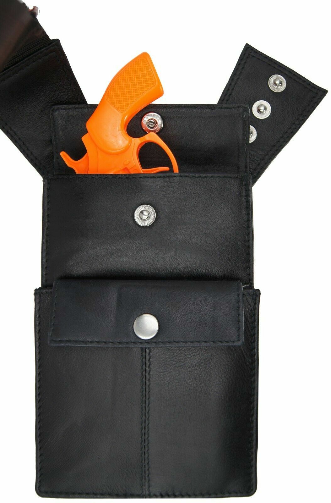 Black Men’s Leather Shoulder Gun Holster Bag Hidden Tactical Pouch USA Seller