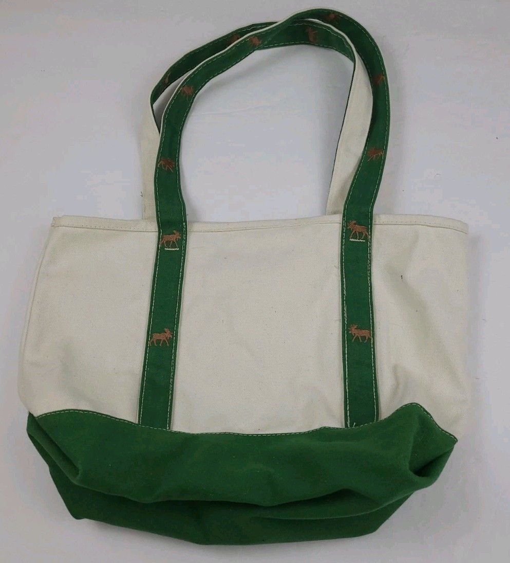 Vintage Moose Embroidered Canvas Cotton Tote Bag Vtg Outdoor Nature Travel USA