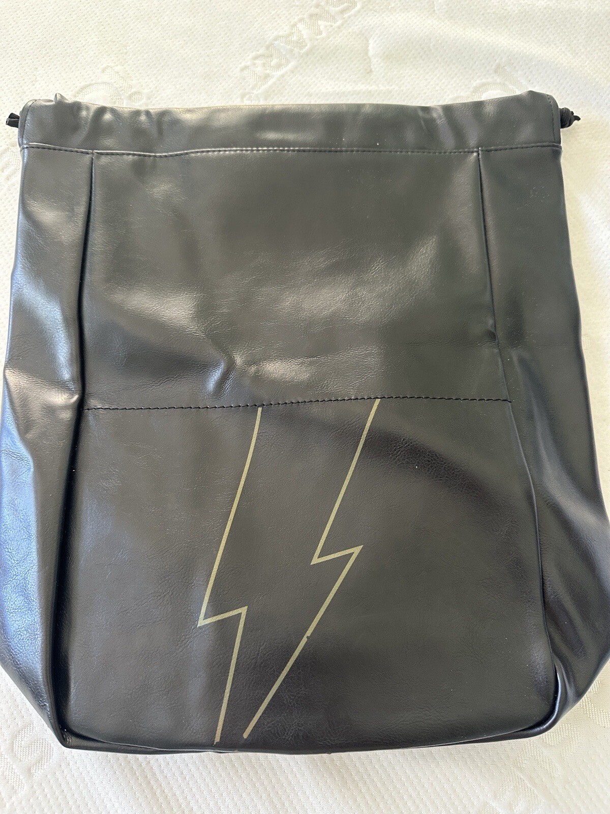 Carolina Herrera Bad Boy Weekender Backpack Black Drawstring Faux Leather New
